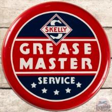 Skelly Grease Master Service SS Tin Button Sign w/ Logo