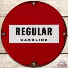 Sears Regular Gasoline SS Porcelain Pump Plate Sign