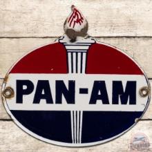 Pan-am Gasoline Die Cut SS Porcelain Sign w/ Flame Logo (Small)