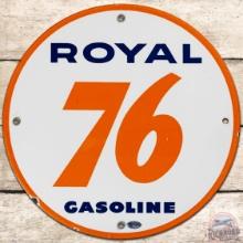 Royal 76 Gasoline SS Porcelain Pump Plate Sign