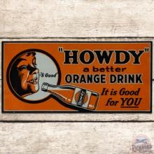 Howdy a Better Orange Drink SS Tin Sign w/ Boy & Bottle