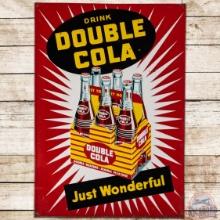 Drink Double Cola "Just Wonderful" Embossed SS Tin Sign w/ 6 Pack