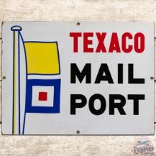 Rare 1937 Texaco Mail Port SS Porcelain Sign w/ Flags