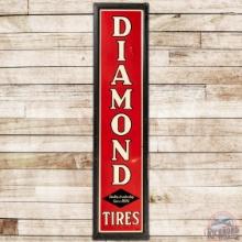 Diamond Tires Vertical SS Tin Sign w/ Wood Frame