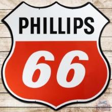 1961 Phillips 66 Gasoline DS Porcelain Shield Sign