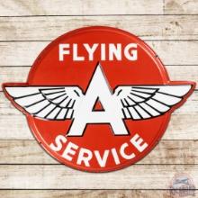 Flying A Service Embossed Die Cut SS Porcelain Sign w/ Logo