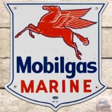 Mobilgas Marine SS Porcelain Gas Pump Plate Sign w/ Pegasus