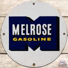 Rare Melrose Gasoline SS Porcelain Pump Plate Sign