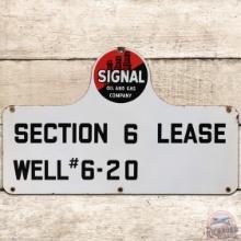 Signal and Gas Company Oil Well Lease Die Cut SS Porcelain Sign w/ Logo