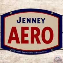 Jenney Aero Gasoline SS Porcelain Pump Plate Sign Boston MA