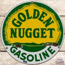 Golden Nugget Gasoline SS Porcelain Pump Plate Sign