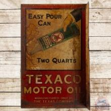Easy Pour Can Texaco Motor Oil DS Tin Flange Sign