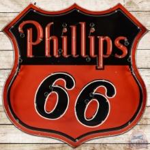 1955 Phillips 66 Gasoline Die Cut SS Porcelain Neon Sign