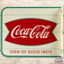 Coca Cola Sign of Good Taste DS Tin Flange Sign w/ Fishtail Logo