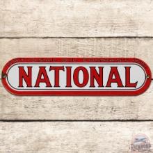 National Oil Co. SS Porcelain Gas Pump Plate Sign "Red"