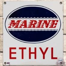 Marine Ethyl Gasoline SS Porcelain Pump Plate Sign
