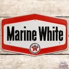 Texaco Marine White Embossed SS Tin Gas Pump Plate Sign