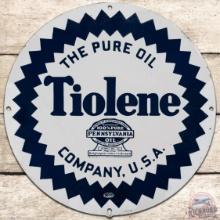 Tiolene The Pure Oil Company 15" SS Porcelain Sign w/ Pennsylvania Logo