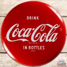 NOS Drink Coca Cola in Bottles 16" SS Tin Button Sign