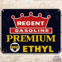 Regent Gasoline Premium Ethyl SS Tin Pump Plate Sign