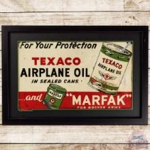 Rare 1935 Texaco Airplane Oil in Sealed Cans Framed SS Tin Sign