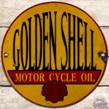Scarce Golden Shell Motor Cycle Oil SS Porcelain Sign w/ Logo