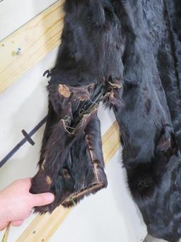 Very Old/Rough Black Bear Hide Coat, Men's LG Several Repairs, Some Dry Rot