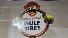 Gulf Tires Ahead Metal Sign