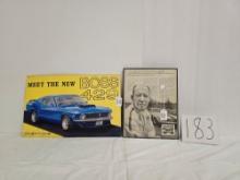 Set Of 2 Mustang Items Meet The New Boss 429 Tin Sign And Framed Autolife Parelli Jones Magazine Cl
