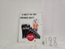 1995 Tin In Quality You Trust Sign Coke 5 Cents