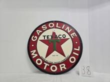 Texaco Round Tin Sign Good Cond
