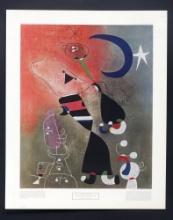 Women And Bird In The Moonlight Reproduction Print By Joan Miro