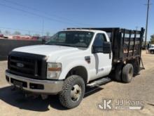 2008 Ford F350 4x4 Flatbed Truck Runs, Moves, Rust, Rotted Boards On Bed