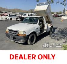 2000 Ford Ranger XL Pickup Truck Runs & Moves, Missing Drivers Side Door, Paint Damage, Interior Wor