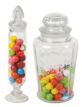 Country Store Show Jars (2), Columbia cylinder & embossed Bunte, Exc cond,