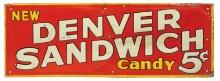 Candy Store Denver Sandwich Sign, mfgd by Robertson Steel, embossed tin, Fa