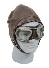 Militaria, Pilot's Aviation Cap & Goggles, WW2 British, goggles stamped Sta