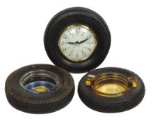 Automotive Tire Clock & Ashtrays (3), Mohawk Altissimo tire desk clock, Fir