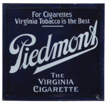 Tobacco Sign, Piedmont Cigarettes, DSP in cobalt & white, made to fit a cha