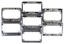 Motorcycle Harley-Davidson License Plate Frames (7), all for California shops, mo