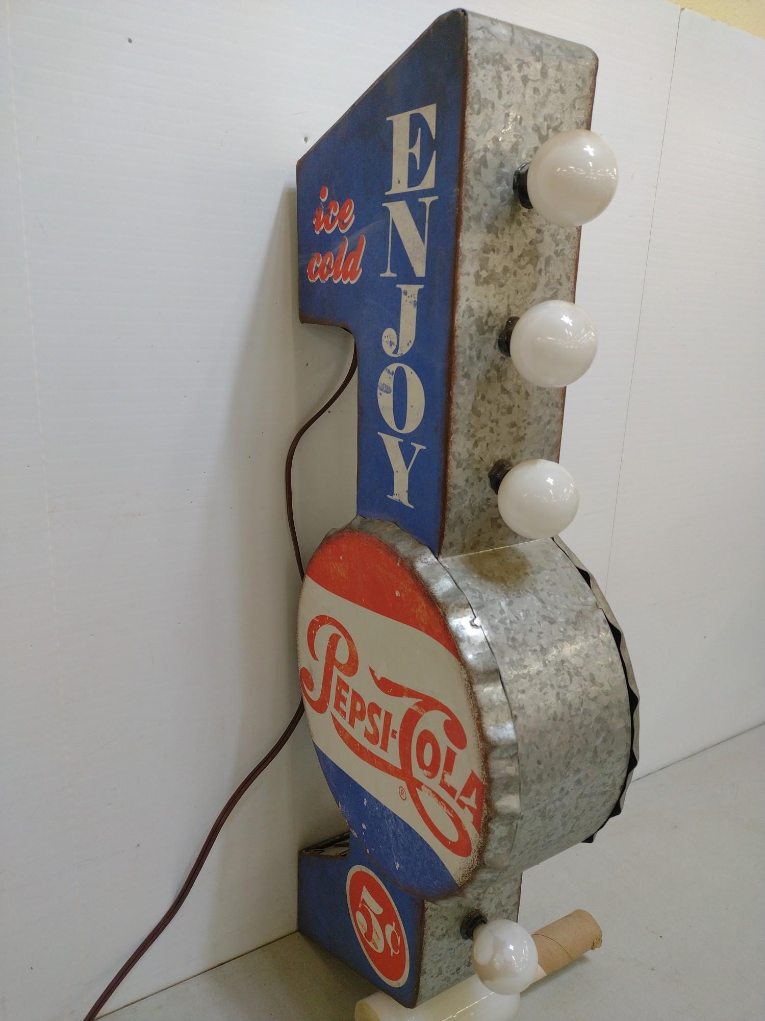 Double-Sided Tin Pepsi-Cola Sign