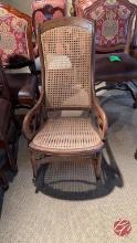 Antique Hand and Carved Mahogany Rocking Chair