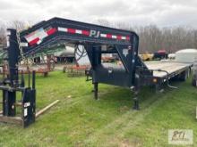 2016 PJ 32 ft low-pro gooseneck trailer, tandem dual, hydraulic dove, front winch, 25,000lbs. GVW,