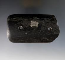 4 1/16" Cannel Coal Gorget - Allen Co., Indiana.  Some damage to one end that is restorable.