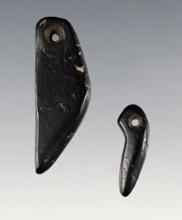 Pair of well made Drilled Effigy Pendants made from Cannel Coal.  Fox Field Site in Mason Co., KY