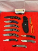 10 pcs Modern Buck Pocket Knife Assortment. Models 135, 283, 316, 318, 325, 425, 526. See pics.