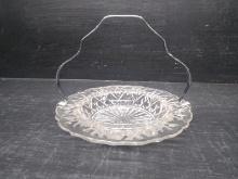 Metal Handle Glass Dish