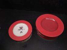 JC Penney Home Collection Holiday Plates-Red Dinner(4) & Dancing Snowman (4)