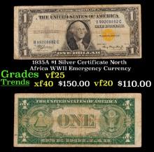 1935A $1 Silver Certificate North Africa WWII Emergency Currency Grades vf+