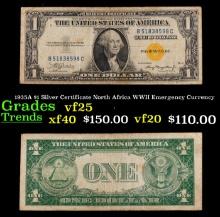 1935A $1 Silver Certificate North Africa WWII Emergency Currency Grades vf+